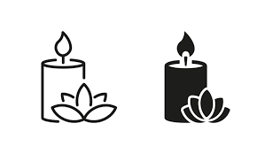 Two candles with lotuses in front, the are different colours +slightly different details